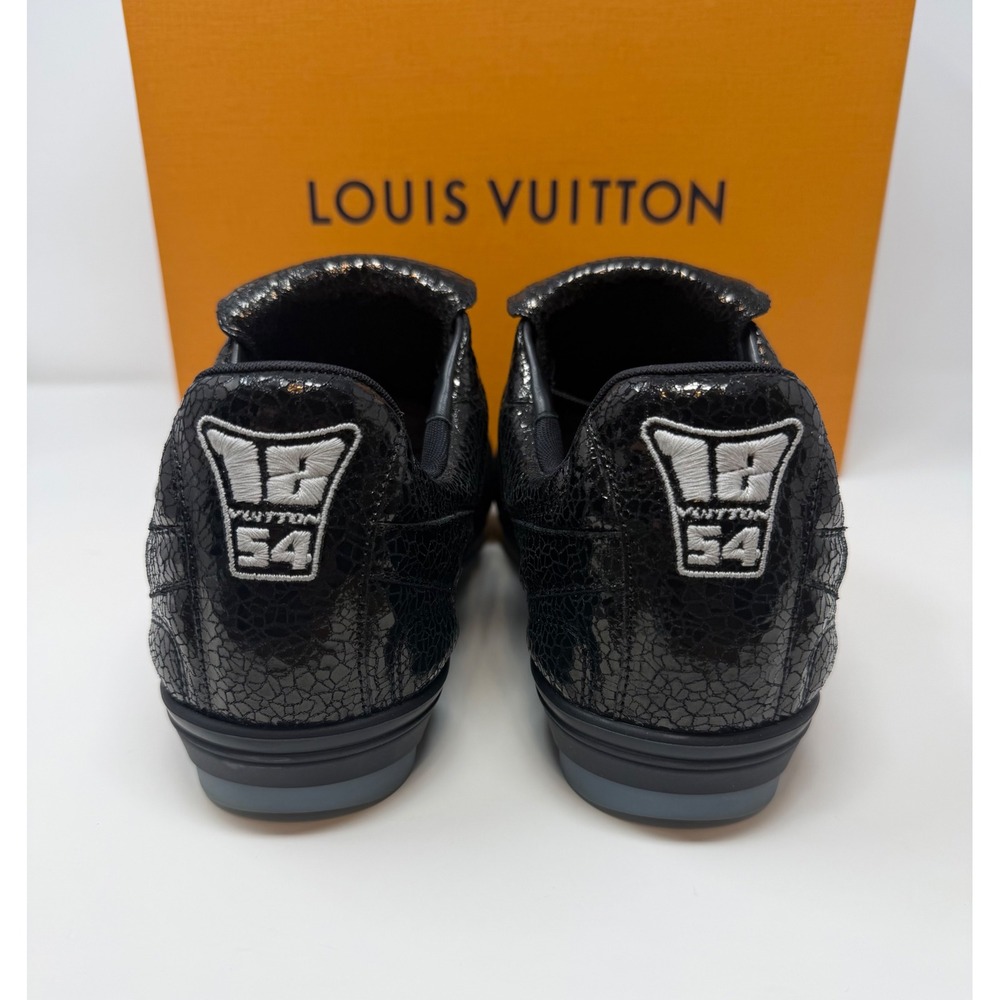 Louis Vuitton Footprint Soccer Sneaker Black Cracked Leather Size 9.5 US 8.5 LV - Picture 5 of 9